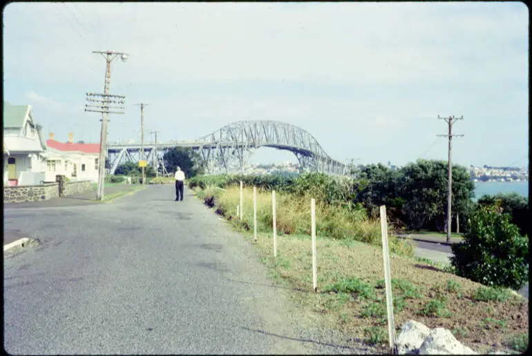 Image: Auckland Harbour Bridge from Northcote Point, 1966