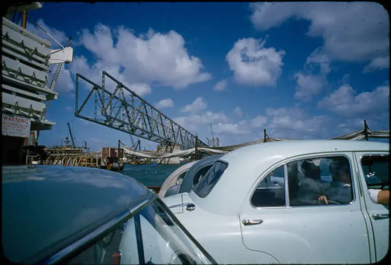 Image: Auckland Harbour Bridge under construction, 1958