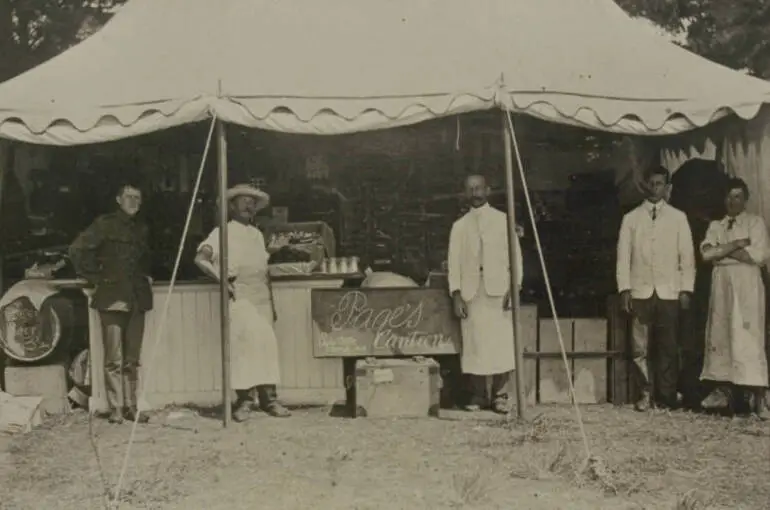 Image: 'Page's Canteen, Papatoetoe Camp', 1912.