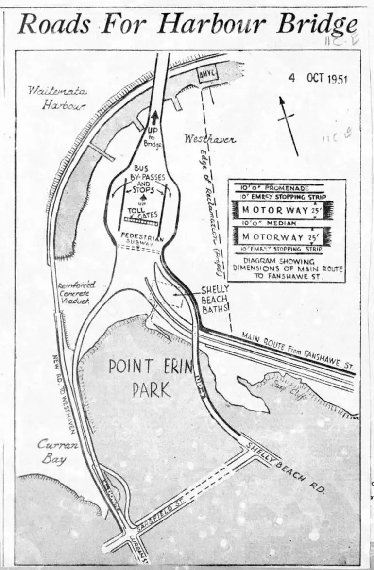 Image: Auckland Harbour Bridge approach roads plans, 1951