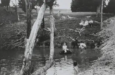 Image: Fun in the pond, East Tamaki, 1960s