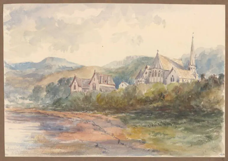 Image: Bishops House and St Pauls Church, Wellington, 1867
