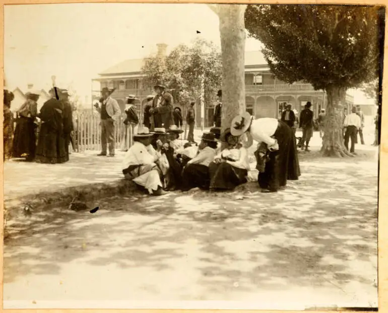Image: Māori men and women on voting day, Rotorua