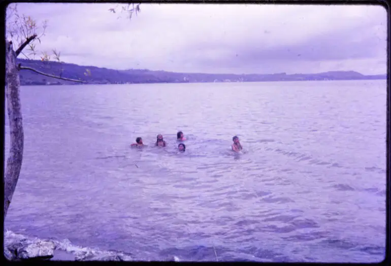 Image: Children swimming in Lake Rotoiti, 1963