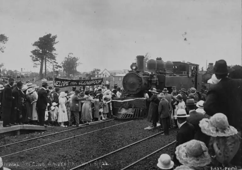 Image: 'Official opening, Waiuku railway', 1922.