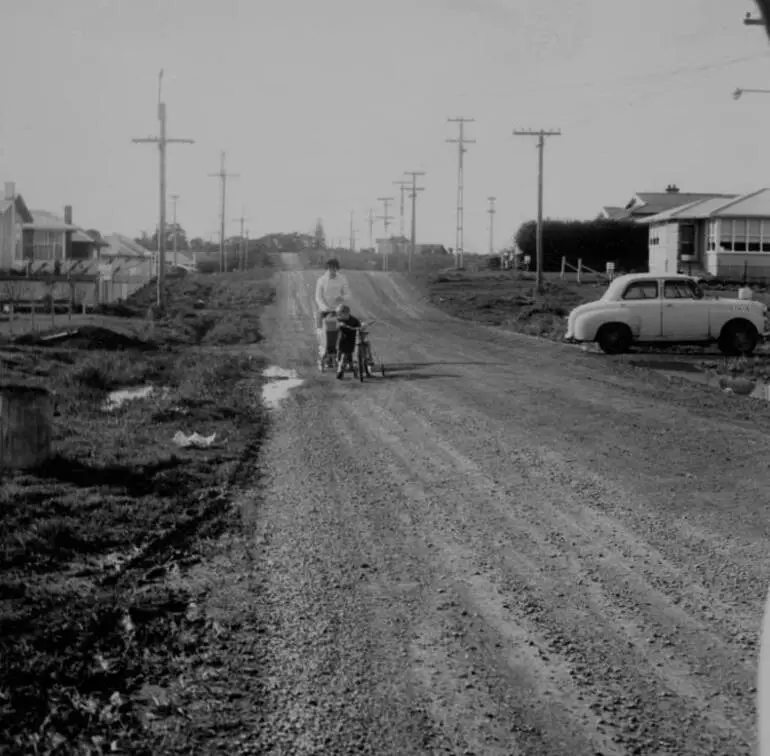 Image: Woman with a pram, Otara, 1966