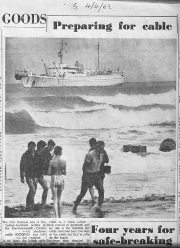 Image: Cable ship 'Retriever' off Muriwai coast.