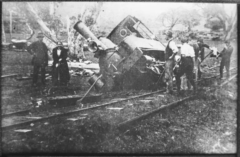 Image: Derailed engine.