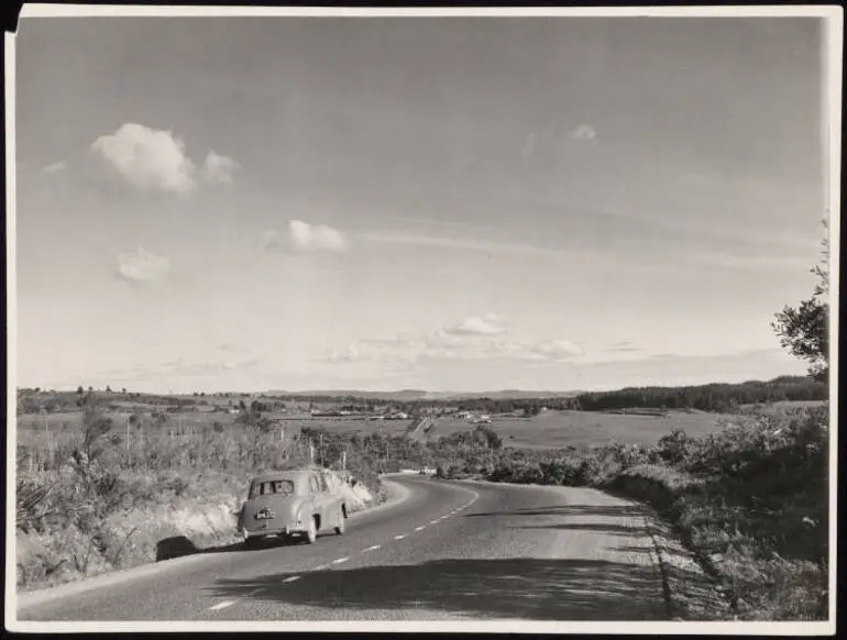 Image: Two cars driving on the Whangarei road, Albany