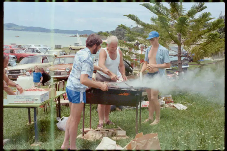 Image: Barbequeing Westfield meat at a Westfield Freezing Company Christmas barbeque