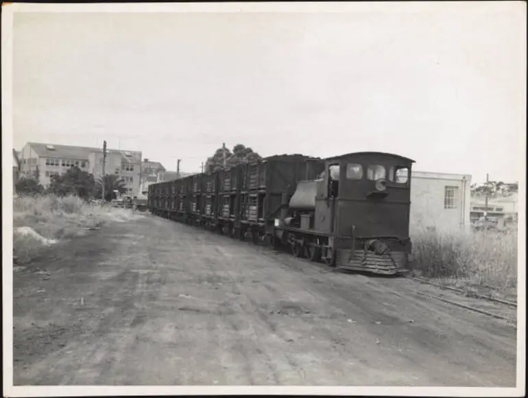 Image: Locomotive and stock trucks at Westfield?