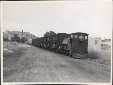 Locomotive and stock trucks at Westfield? Image: Locomotive and stock trucks at Westfield?