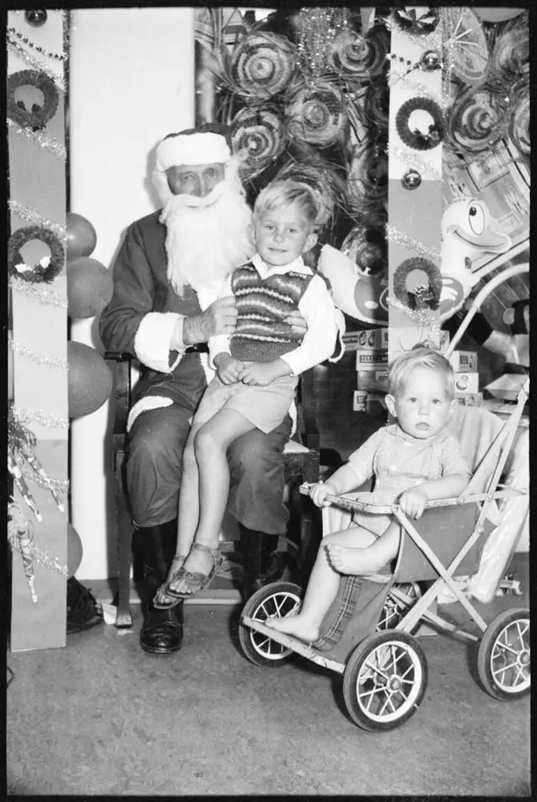 Image: Children sitting on Santa's knee, 1959