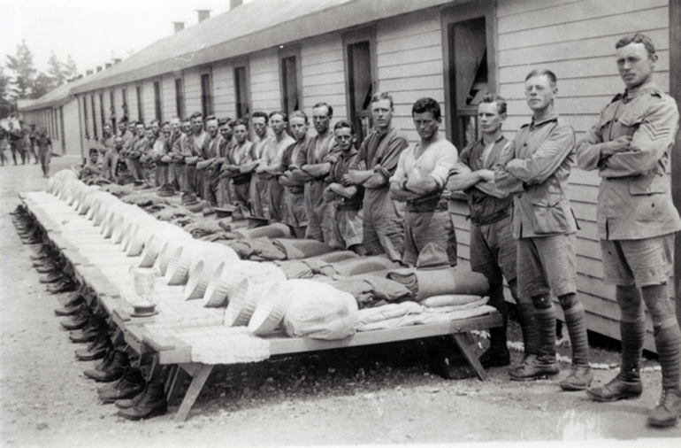 Image: Soldiers awaiting an inspection : Photograph