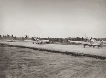 Image: Three P-40 Kittyhawks at Guandalcanal : digital image