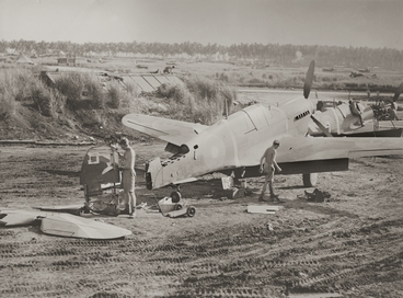 Image: P-40 under repair on Guadalcanal : digital image