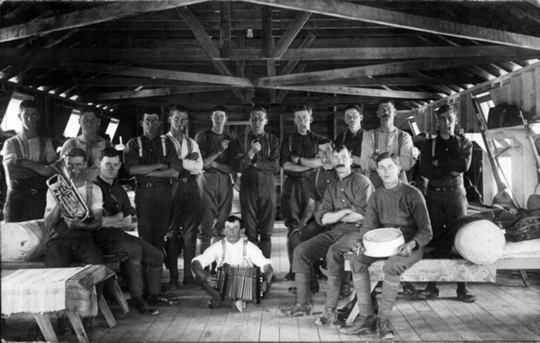 Image: Men in barracks at Featherston Military Training Camp : Photograph