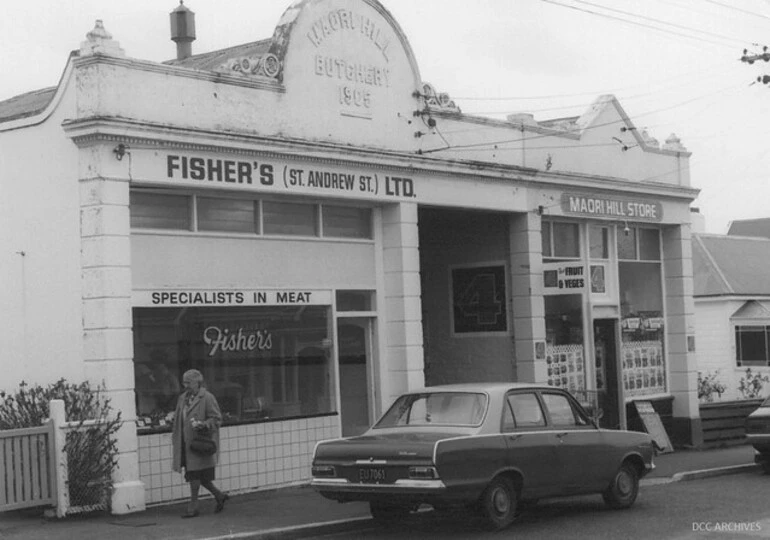 Image: Maori Hill Store and Fisher's Meats Butchery, Highgate c1970s