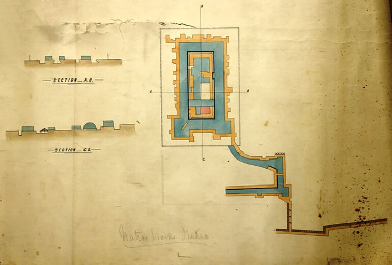 Image: Topographic plan and cross section of the Ōrākau pā