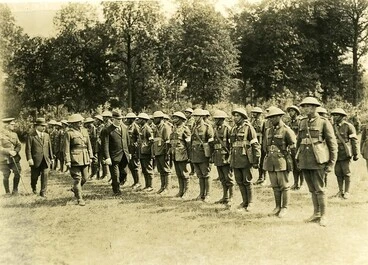Image: Massey and Ward inspecting Pioneer Maori Battalion Soldiers