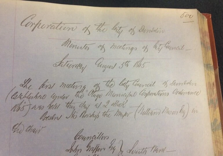 Image: Happy 150th Birthday to Dunedin City Council - Minutes of First Council Meeting 1865