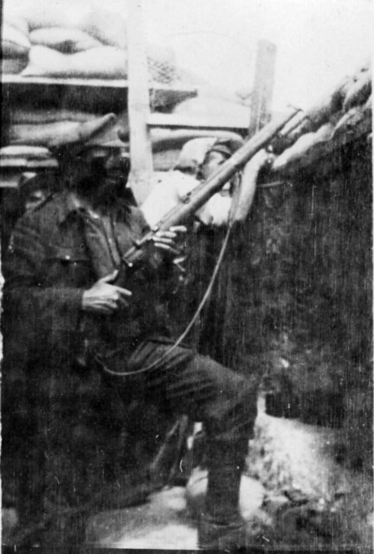 Image: In the firing trench at Gallipoli during World War I, 1915