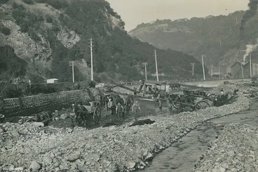 Image: Leith remedial work above Rockside Bridge after flood 1929