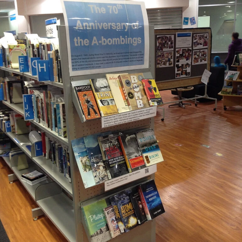 Image: 70th Anniversary of A-Bombings display at Linwood Library at Eastgate