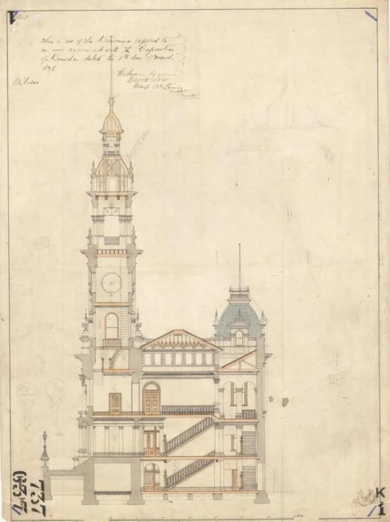 Image: Municipal Chambers Plans - Elevations 1878