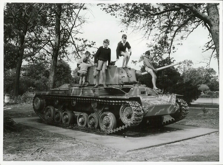 Image: Children playing with a tank in the Rotorua Children's Park