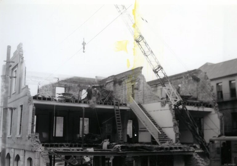 Image: Broadway and Rattray Street buildings being demolished, May 1970