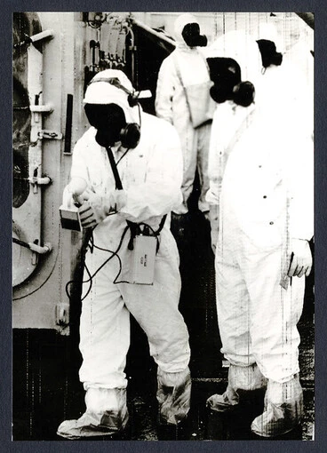 HMNZS Otago at the Mururoa Nuclear Test Zone, 1973 Image: HMNZS Otago at the Mururoa Nuclear Test Zone, 1973