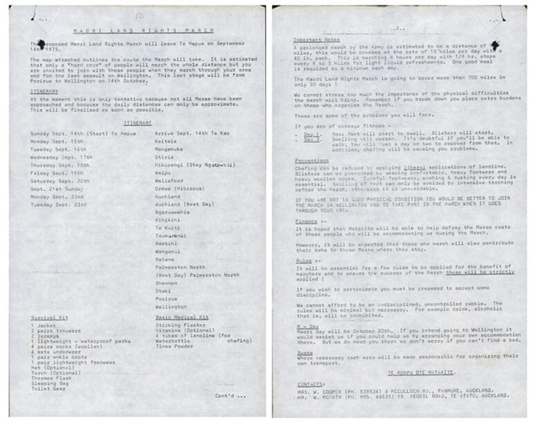 Image: Māori Land March (1975) - Itinerary