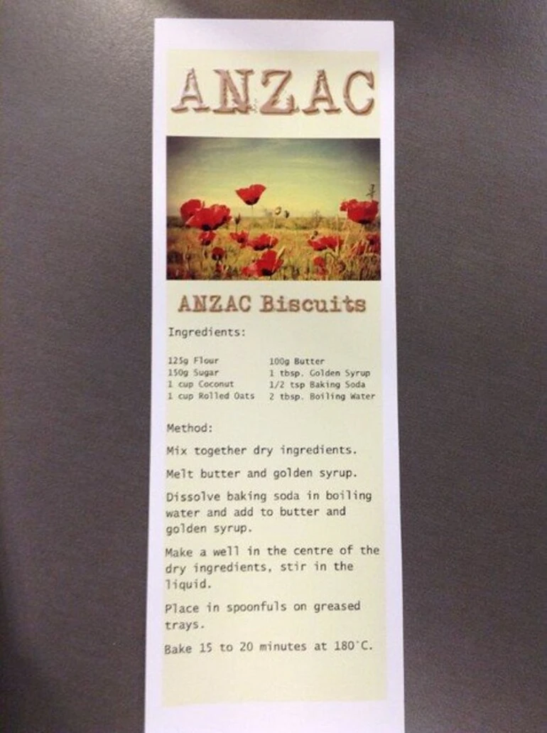 Image: Anzac biscuit bookmark