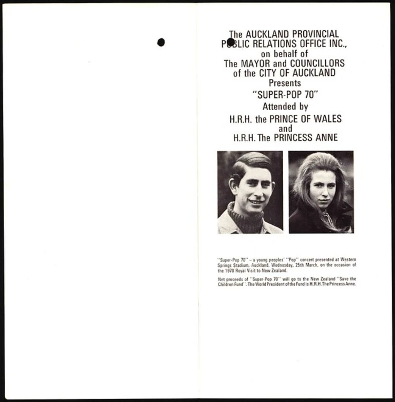 Image: Programme detail for ‘Super Pop 70’ concert – Visit of Prince Charles and Princess Anne (1970)