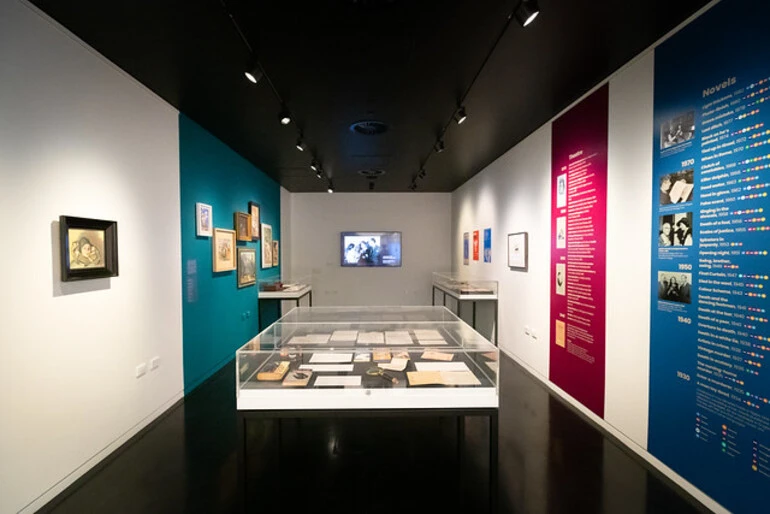 Image: Installation view, In search of Ngaio: Life and work of Dame Ngaio Marsh, Christchurch City Libraries