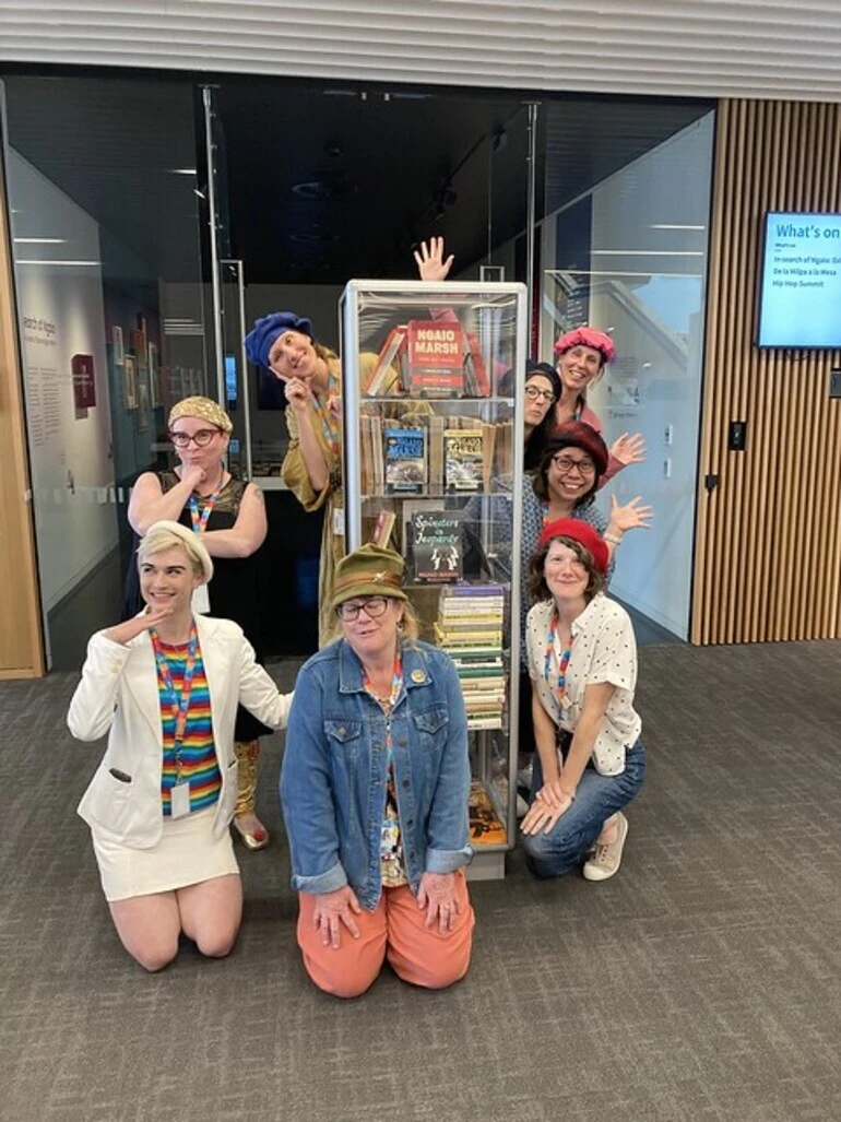 Image: Beret wearers assemble for Ngaio Marsh Beret Day