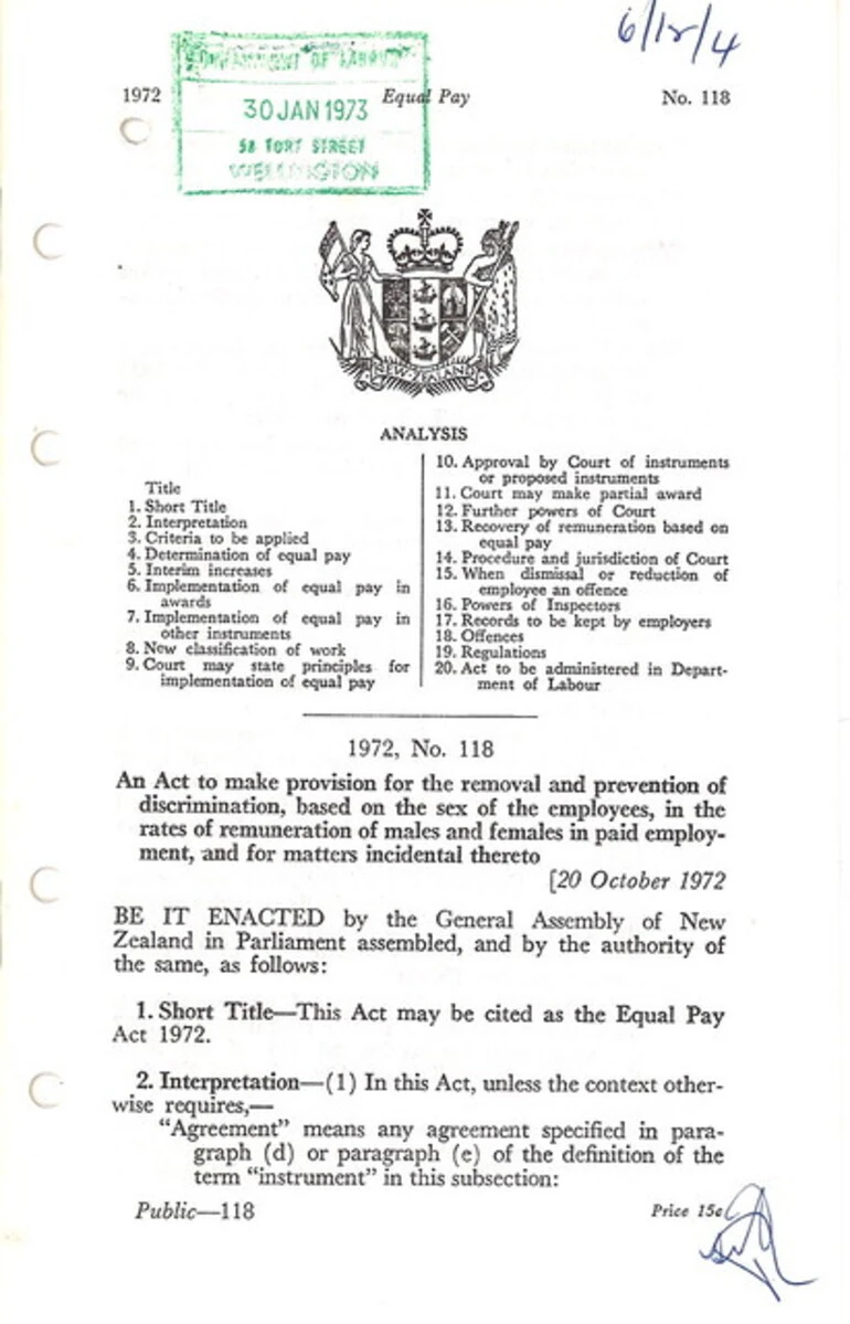 Image: Equal Pay Act 1972