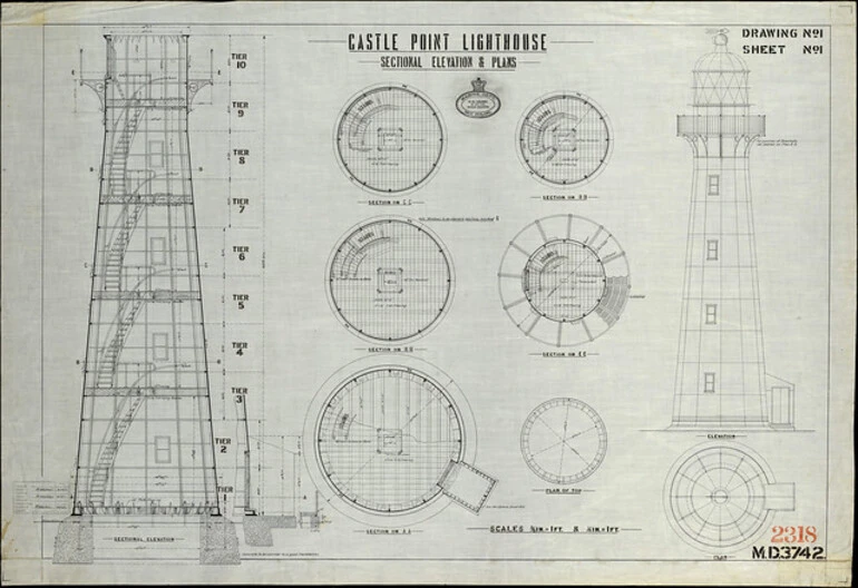 Image: Castle Point Lighthouse, 1911 plan