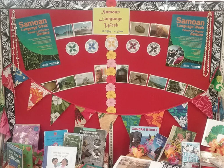 Image: Samoan Language Week display at Shirley Library