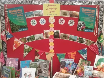 Image: Samoan Language Week display at Shirley Library