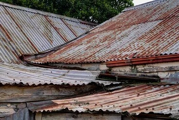Detail of roof of abandoned house, Palmerston, NZ Image: Detail of roof of abandoned house, Palmerston, NZ