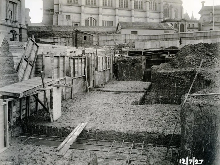 Image: Beginning of construction work - Dunedin Town Hall