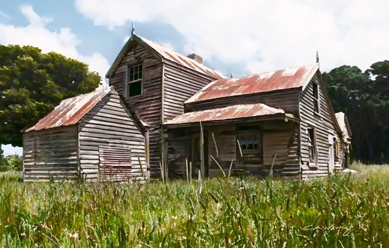 Image: Abandoned Homestead Lake Ferry NZ front view