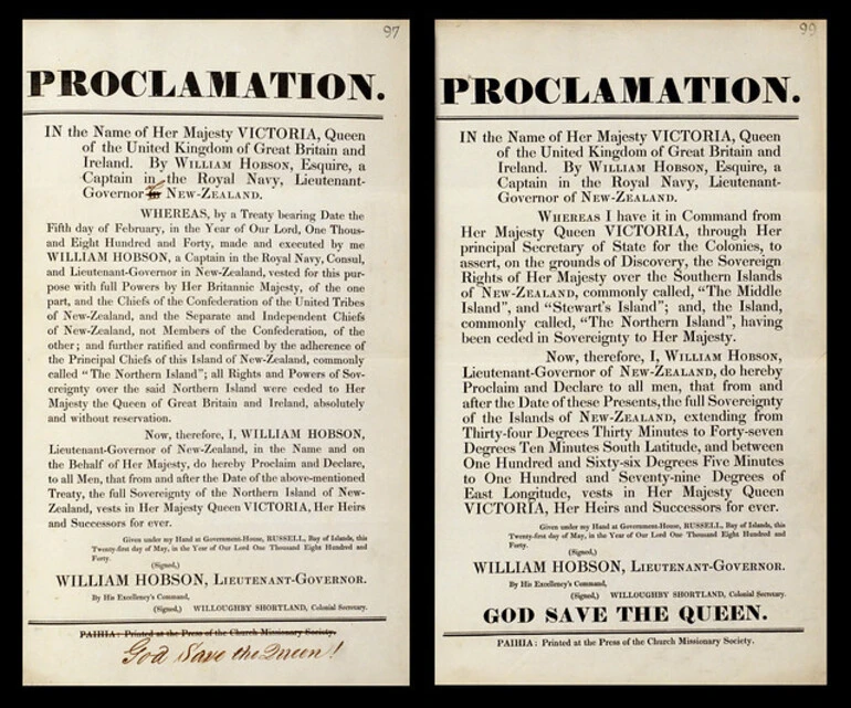 Image: Proclamations of sovereignty over Aotearoa New Zealand, 21 May 1840