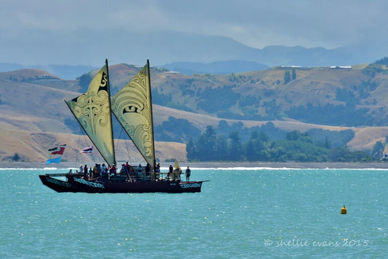 Image: Double-hulled Waka Te Matau a Maui