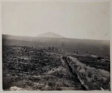 Image: View of the lines of rifle pits connecting the redoubts at Paterangi Kakepuku Mt in the distance New Zealand