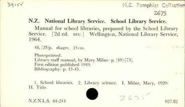 Image: Manual for school libraries, prepared by the School Library Service