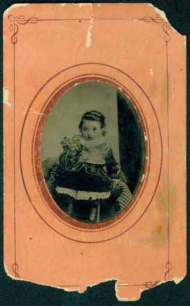 Image: [Little girl with hand coloured posie]