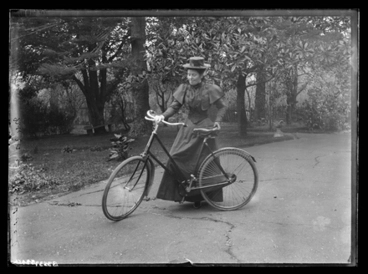 Image: [Nurse Bessie McKay, with bicycle, Auckland Private Hospital]